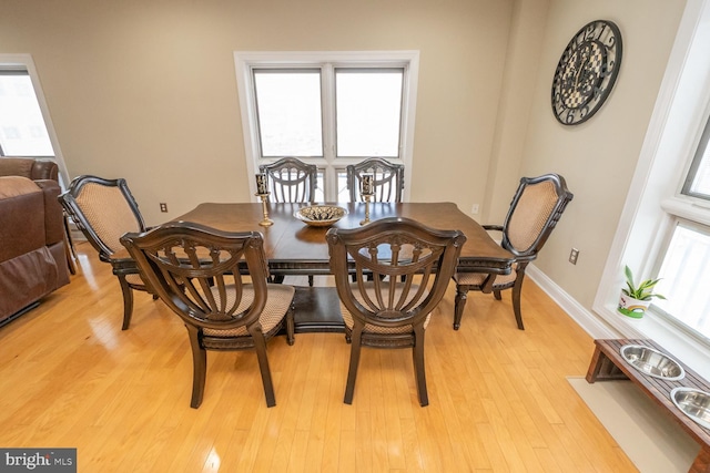 dining room featuring light hardwood / wood-style floors and a healthy amount of sunlight