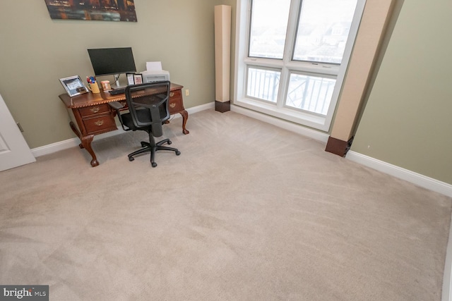 office area with light colored carpet