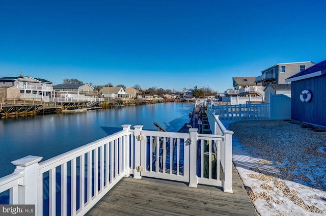 dock area featuring a water view