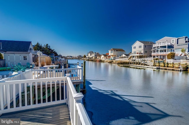 dock area featuring a water view