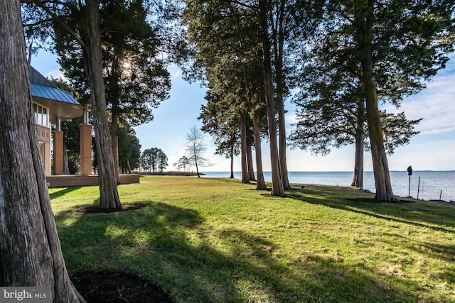 view of yard featuring a water view