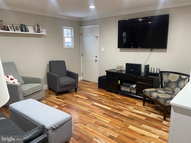 living room with light hardwood / wood-style flooring