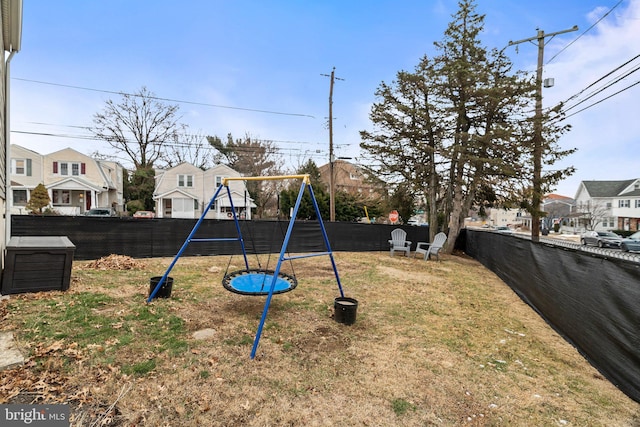 view of yard with a playground