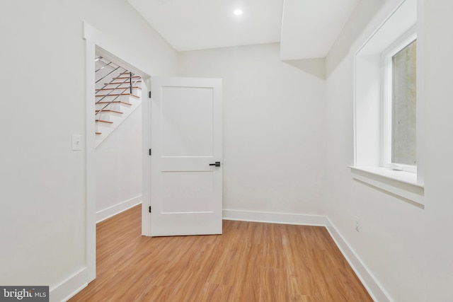 interior space with light hardwood / wood-style floors