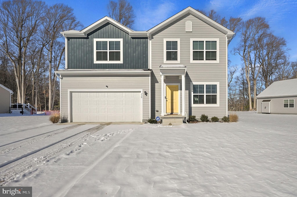 view of front property with a garage