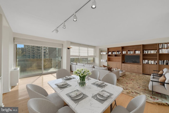 dining space with a healthy amount of sunlight and light wood-type flooring