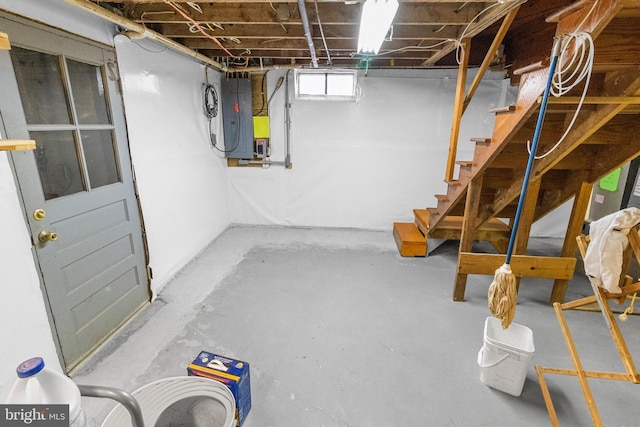 basement with electric panel