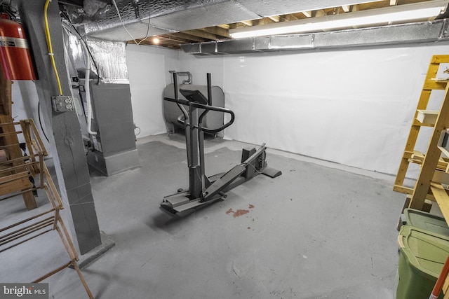 exercise area with heating unit