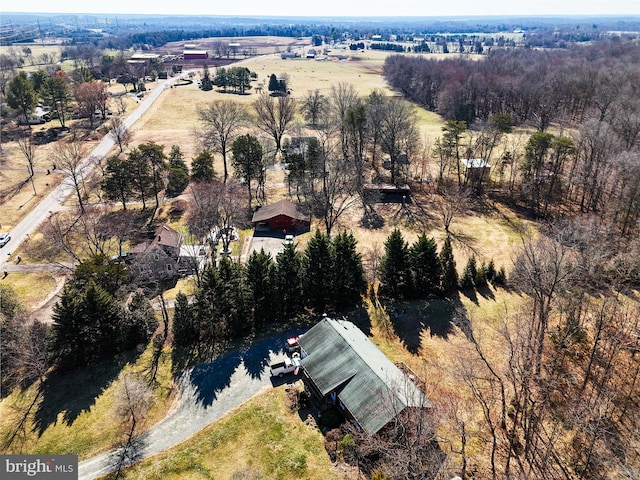 drone / aerial view with a rural view