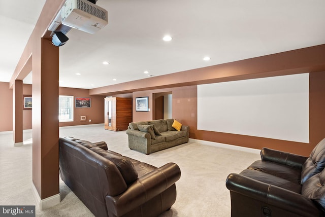 view of carpeted home theater room