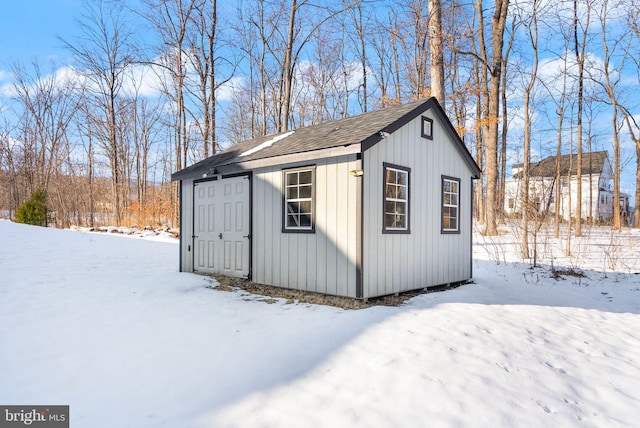 view of snow covered structure