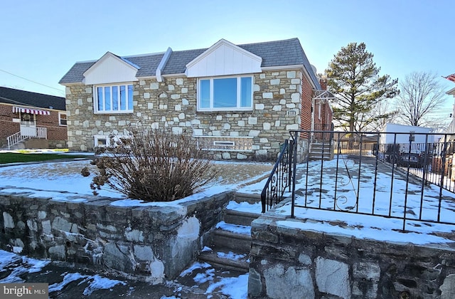 view of snow covered property