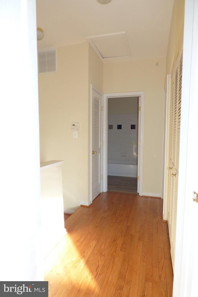 hallway featuring light wood-type flooring