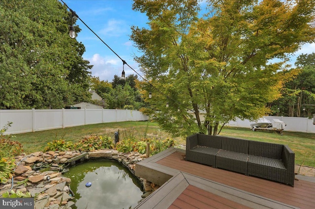 deck with an outdoor hangout area