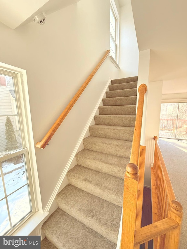 stairway with a wealth of natural light