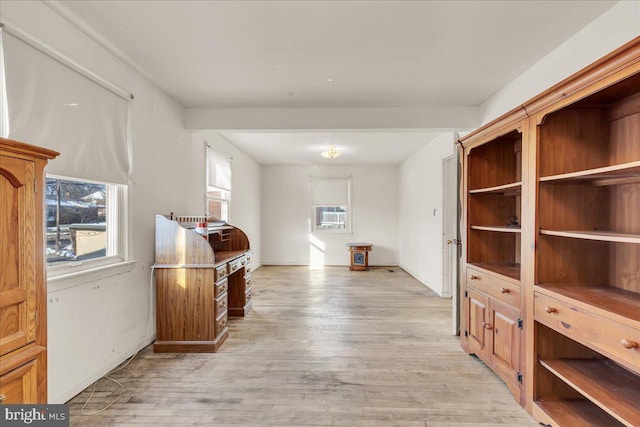 interior space with light hardwood / wood-style floors