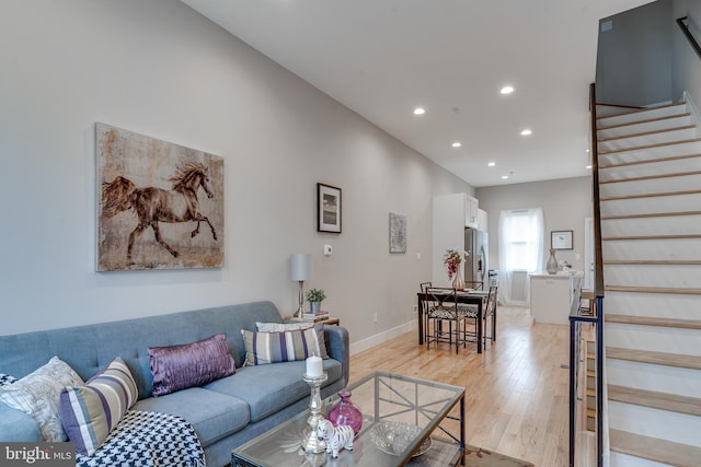 living room featuring light wood-type flooring