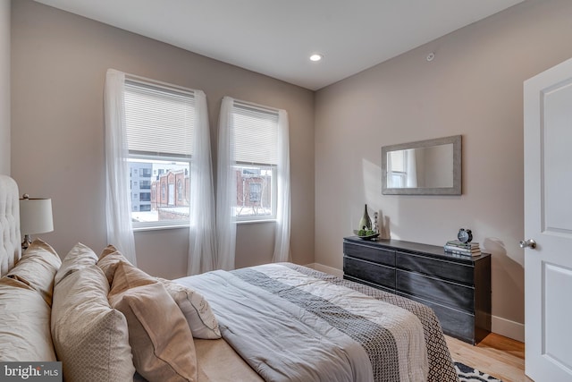 bedroom featuring light hardwood / wood-style flooring