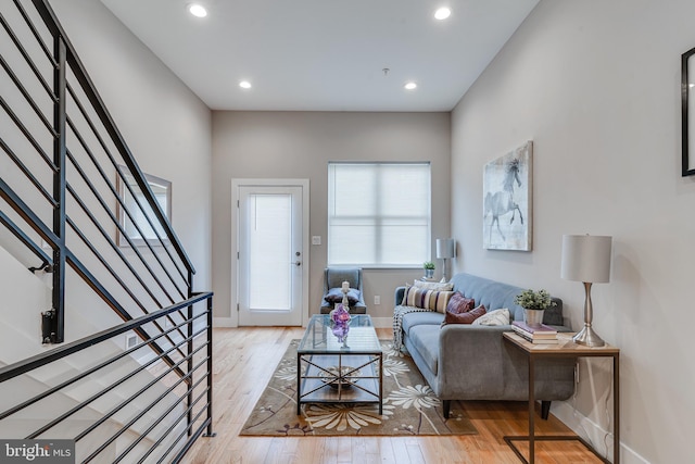 living room featuring light hardwood / wood-style flooring