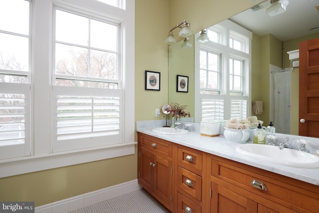 bathroom featuring vanity and tile patterned floors