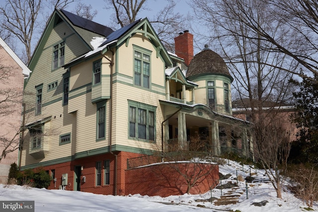 view of snow covered exterior