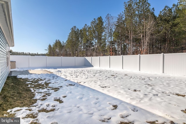 view of yard covered in snow