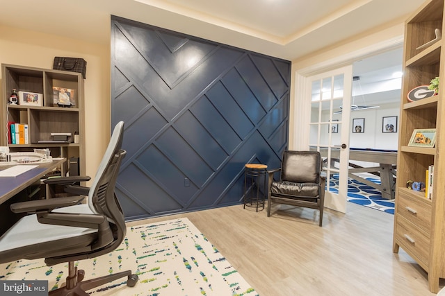 office space featuring light wood-type flooring