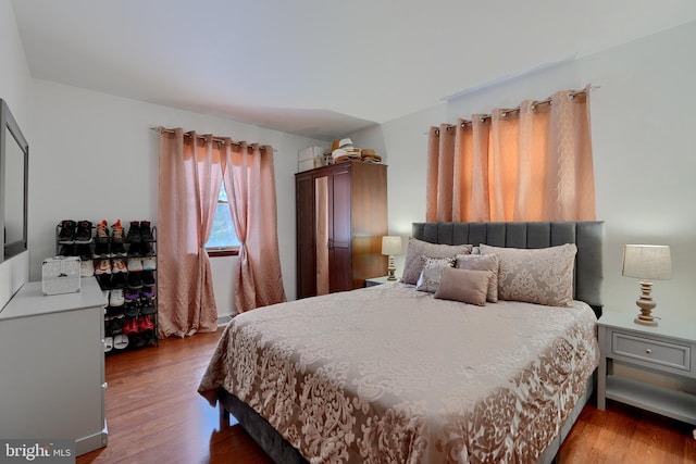 bedroom with wood-type flooring