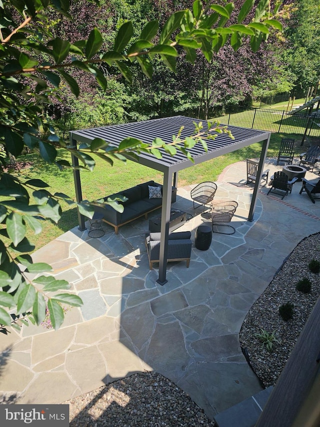 view of property's community with a patio area