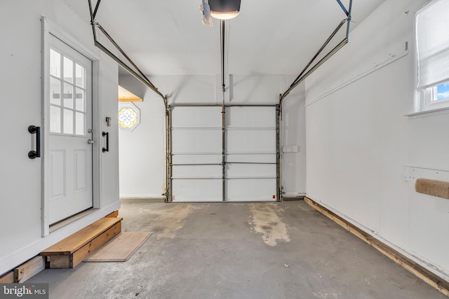 garage with a garage door opener