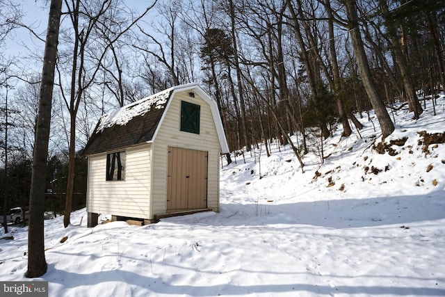 view of snow covered structure