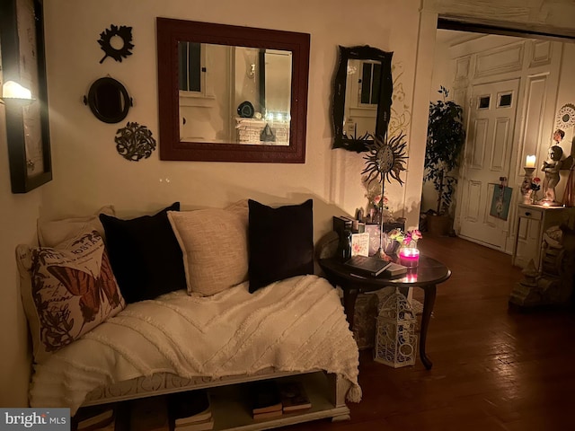 living room featuring dark hardwood / wood-style flooring