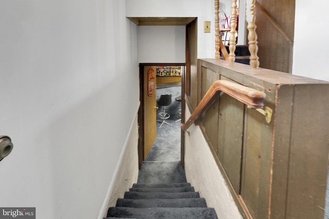 staircase with carpet