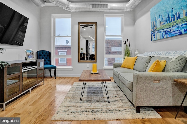 living room with wood-type flooring