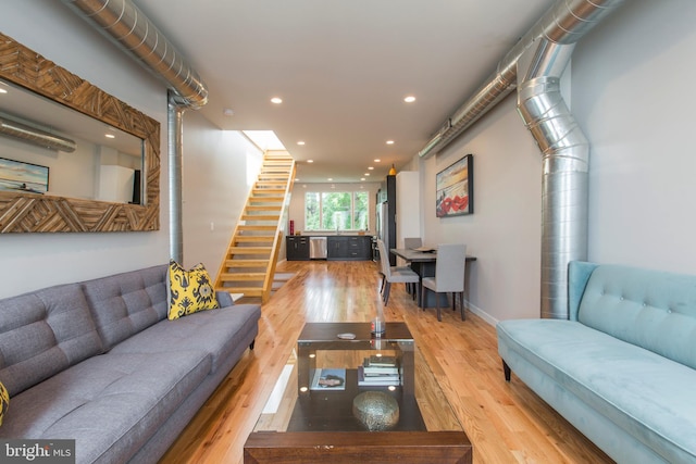 living room featuring light hardwood / wood-style flooring