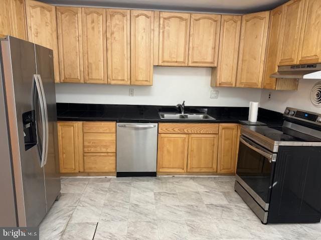 kitchen with appliances with stainless steel finishes and sink