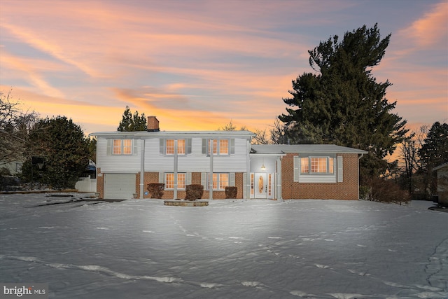 view of front of house with a garage