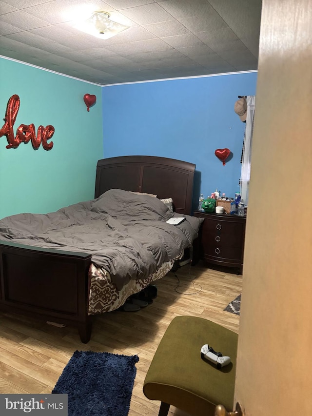 bedroom with light hardwood / wood-style flooring