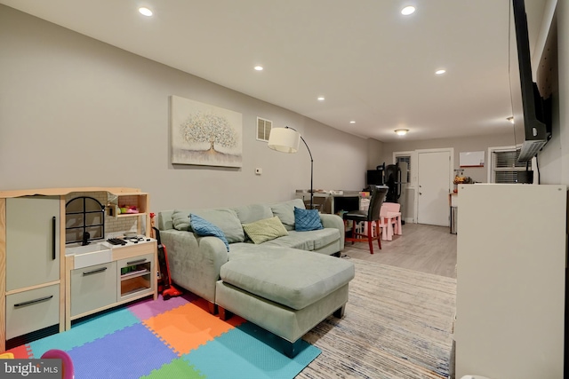 living room with light wood-type flooring