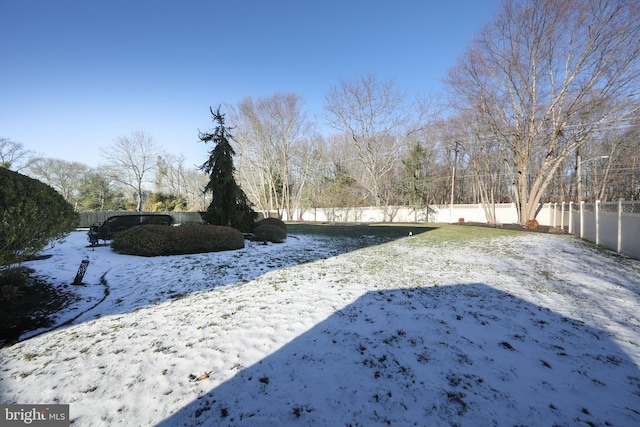 view of yard covered in snow