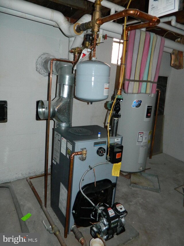 utility room with electric water heater