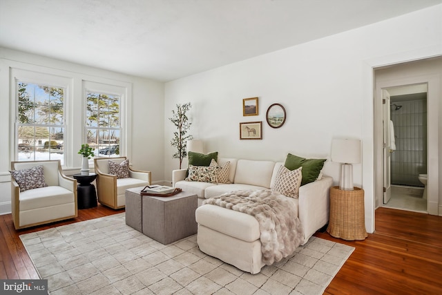 living room with light wood-type flooring