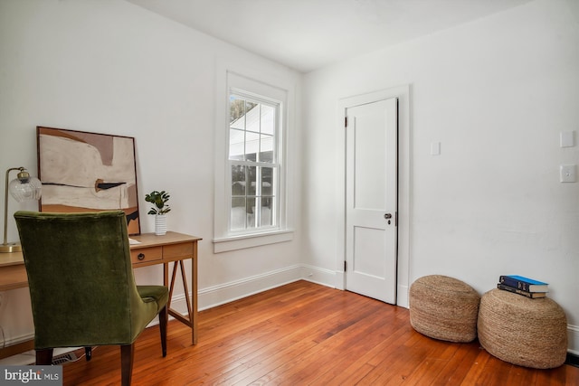 home office featuring hardwood / wood-style flooring