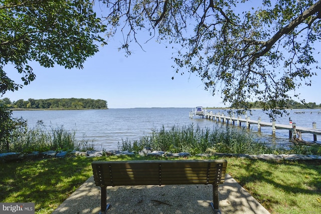 view of dock featuring a water view