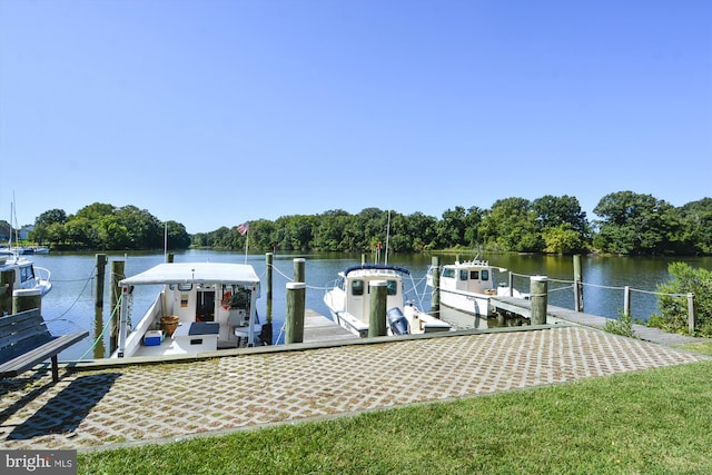 dock area featuring a water view