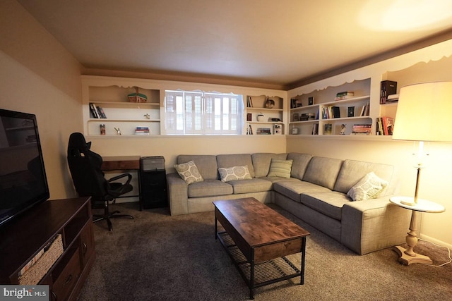 living room with carpet