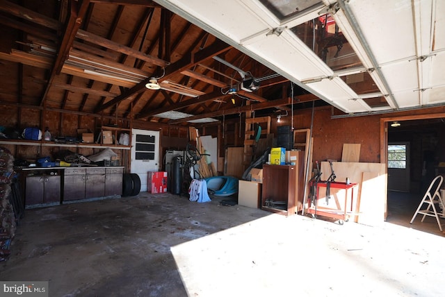 garage with a garage door opener