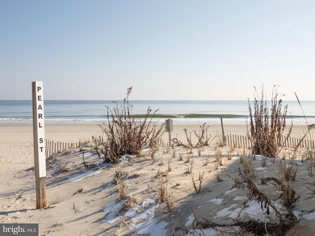 property view of water with a beach view