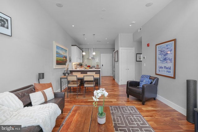 living room featuring light hardwood / wood-style flooring