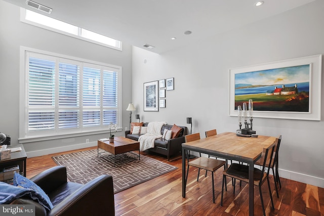 living room with hardwood / wood-style flooring